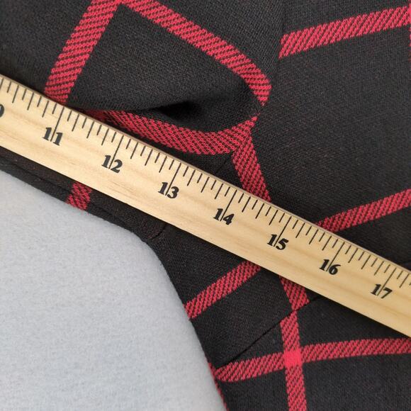 Appleseed's Red Black Plaid Knit Dress Sz 10 Ruffle Hem 3/4 Slv Academia Preppy - Picture 10 of 10